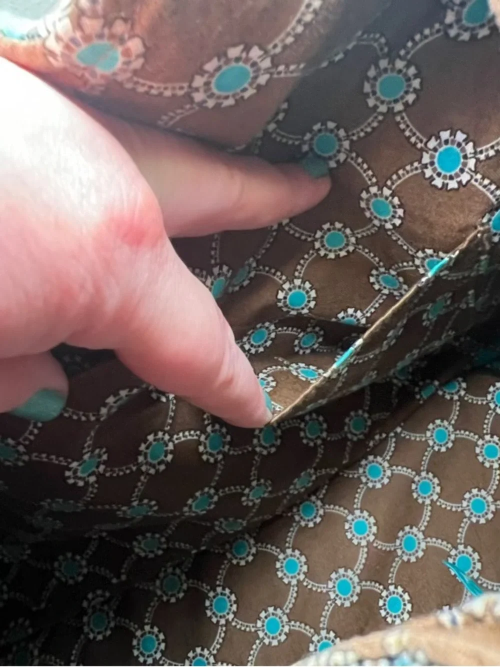 Vera Bradley Hobo Bag Quilted Shoulder Handbag Pockets Blue Turquoise Paisley